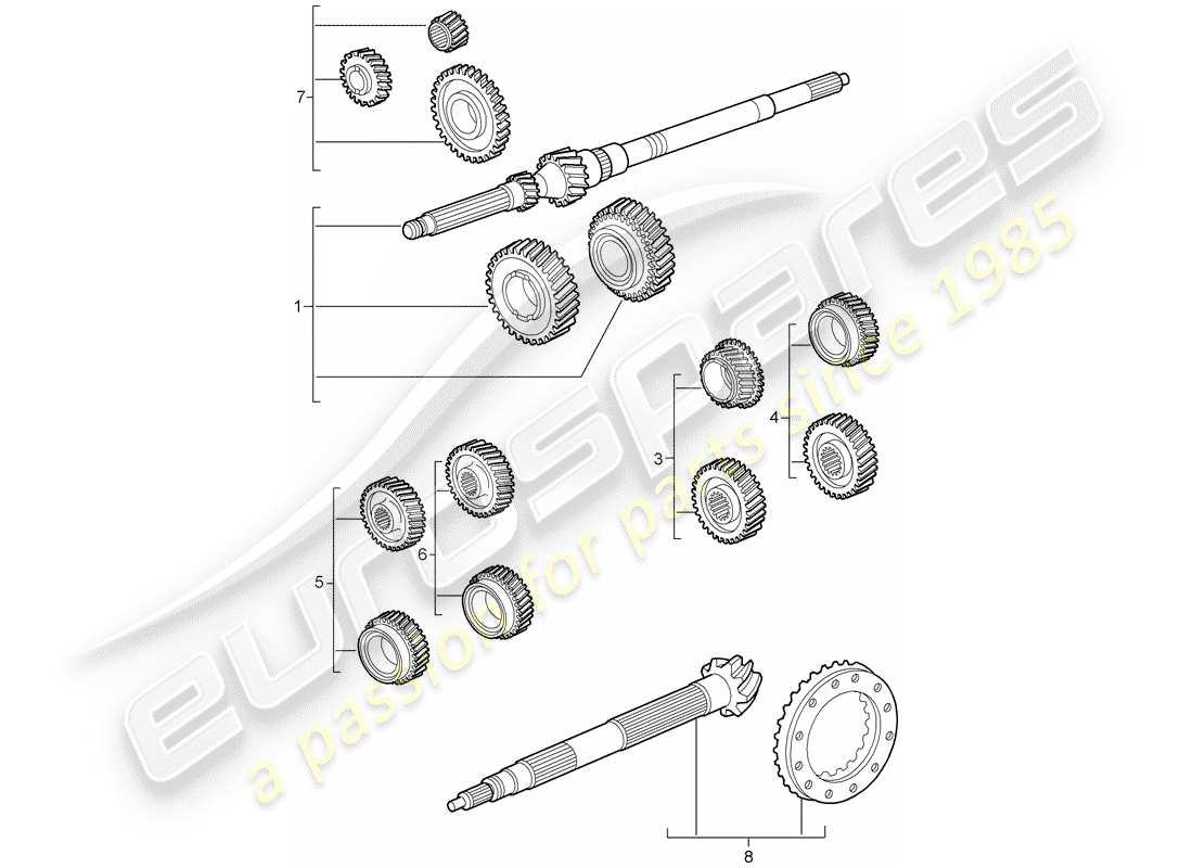porsche 2009 997-2 turbo / gt2 juegos de ruedas de engranajes diagrama de piezas