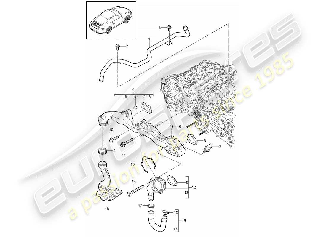 porsche 2009 (997-2) diagrama de piezas del sub-marco