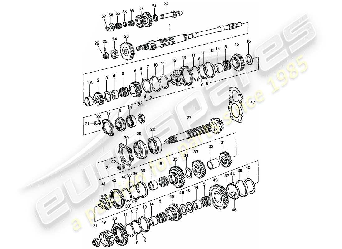 porsche 1984 (911) engranajes y ejes - 5-speed diagrama de piezas