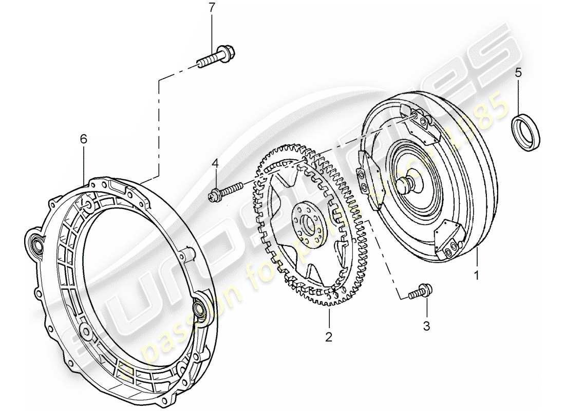 porsche 2002 (996 turbo / gt2) tiptronic - convertidor de par - disco motriz diagrama de piezas