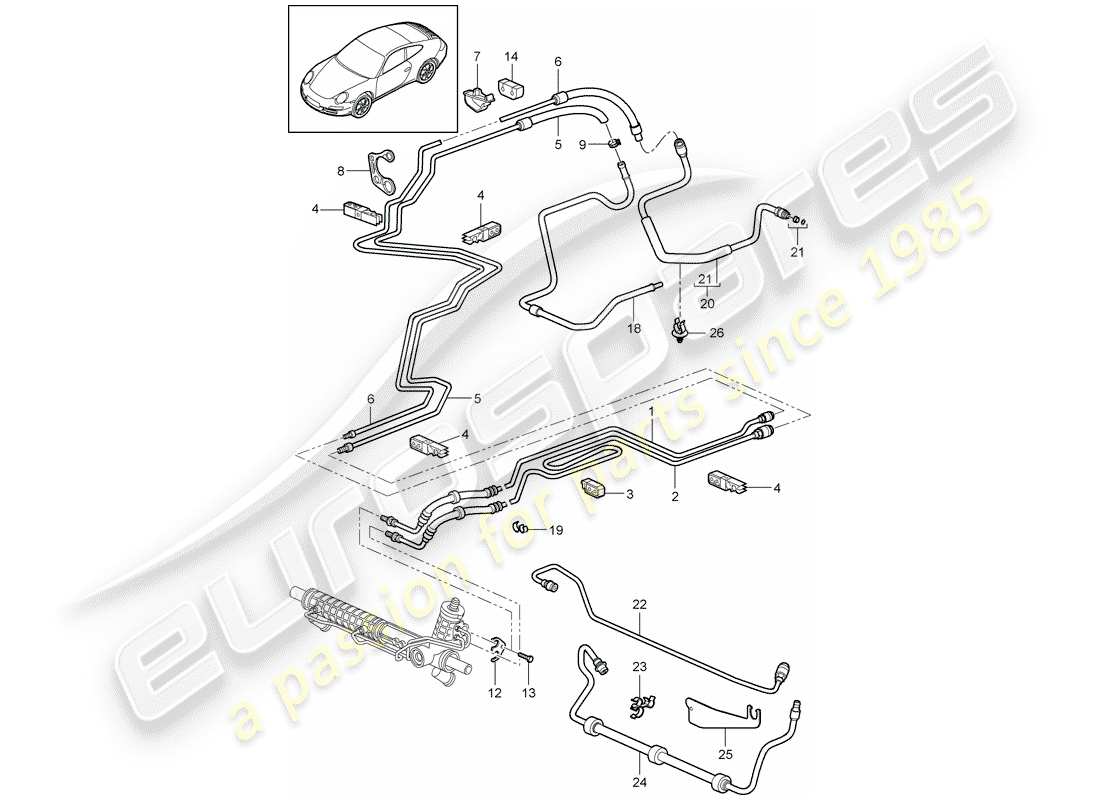 porsche 2012 (997-2) dirección asistida diagrama de piezas