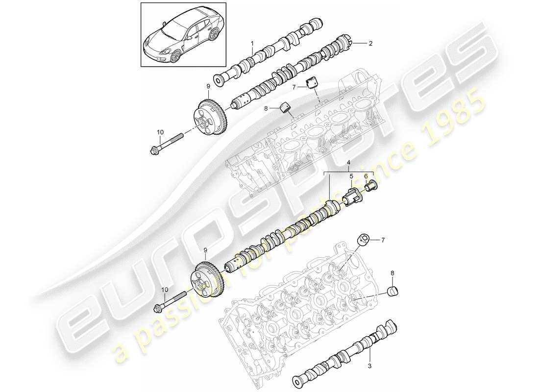 porsche 2014 (panamera 970) diagrama de piezas del árbol de levas