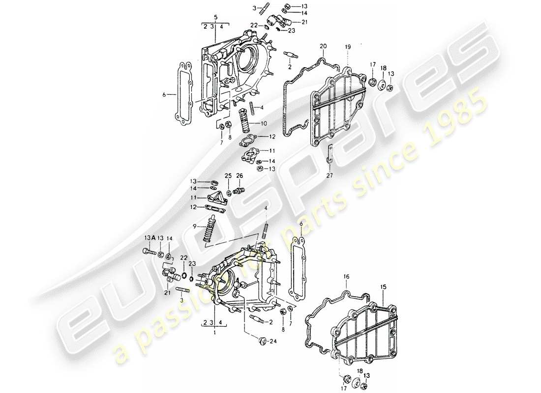 porsche 1992 (964) caja de cadena - tensor - cadena diagrama de piezas