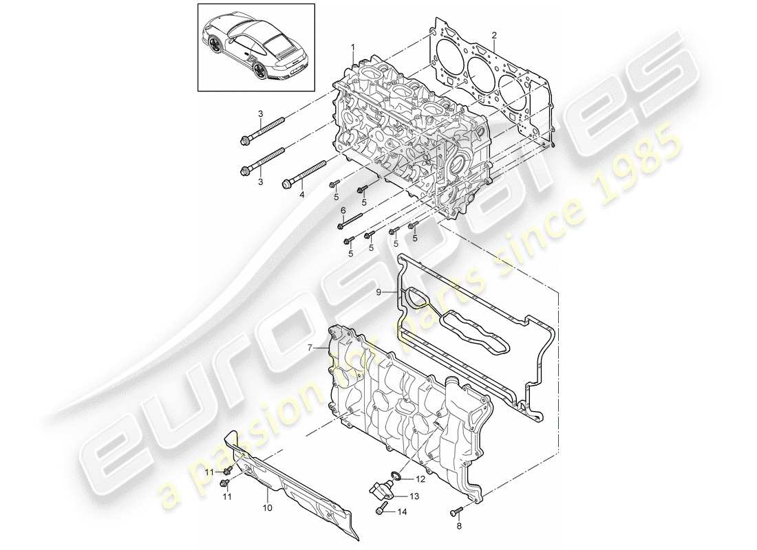 porsche 911 t/gt2rs (2013) diagrama de piezas de la culata del cilindro
