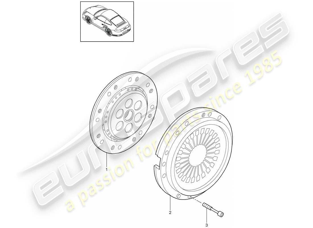porsche 2013 (997-2 turbo / gt2 rs) diagrama de piezas del embrague