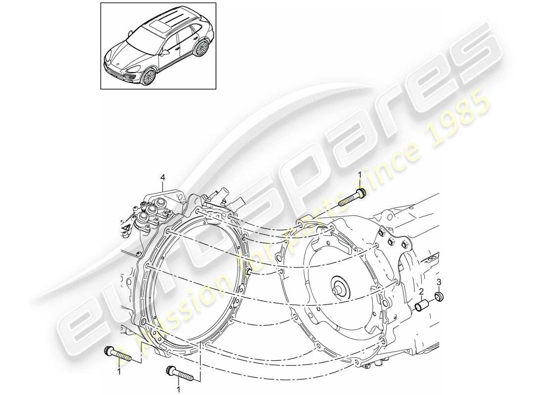 porsche cayenne e2 (2014) piezas de montaje para motor y diagrama de piezas