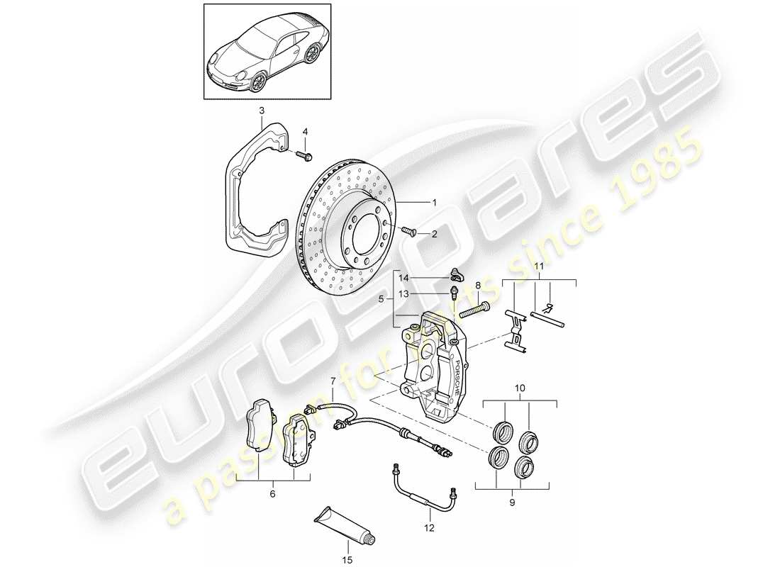 porsche 2012 (997-2) frenos de disco diagrama de piezas