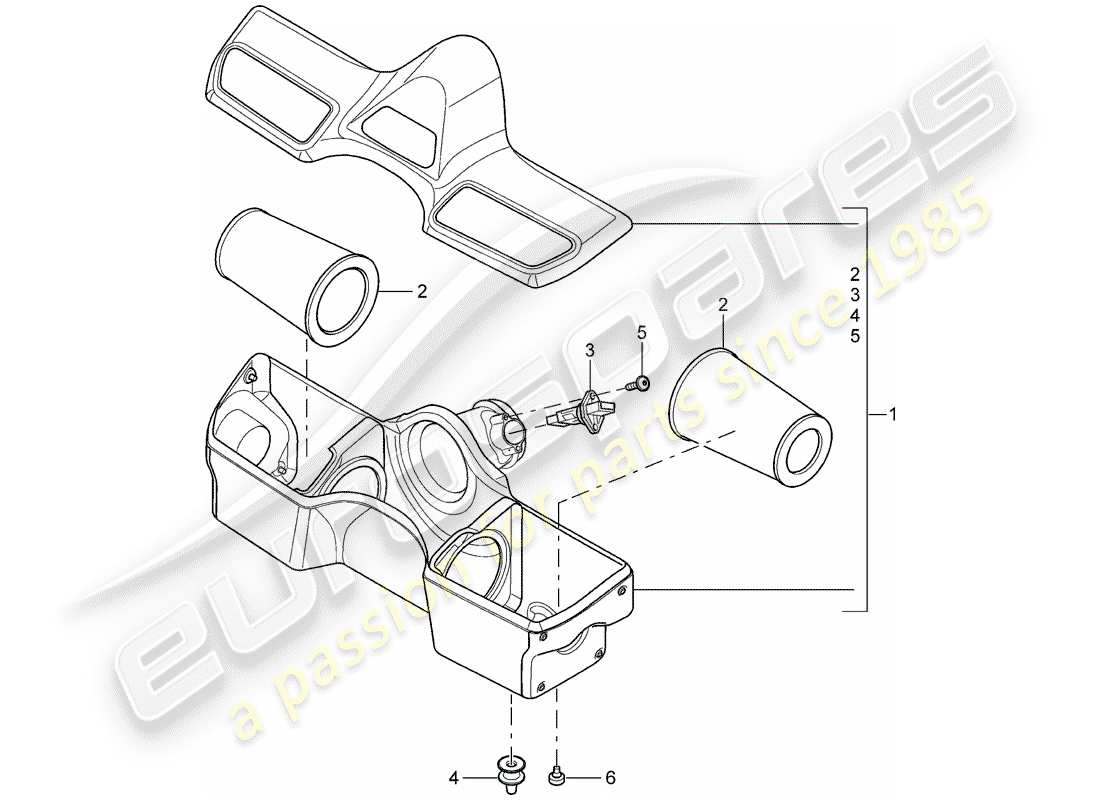porsche 2007 (997-1 gt3) diagrama de piezas del limpiador de aire