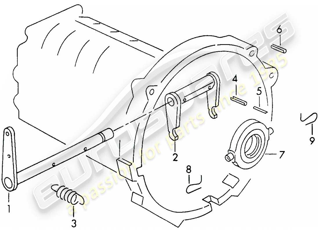 porsche 1954 (356/356a) liberación del embrague - g 25 001 >> diagrama de pieza