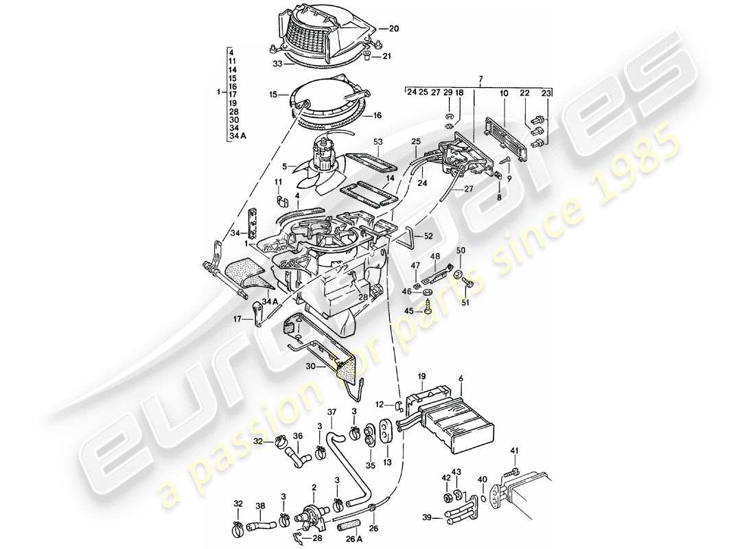 porsche 1981 (924) calentador - núcleo del calentador - f >> 92-cn402 197 - f >> 93-cn100 305 - f >> 93-bn700 450 diagrama de piezas