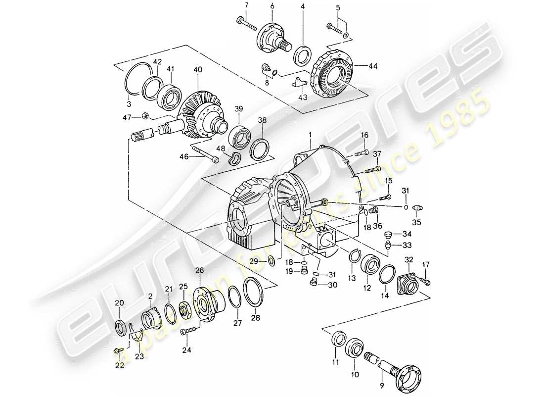 porsche 1995 (993) tiptronic - diferencial - caja diferencial diagrama de piezas