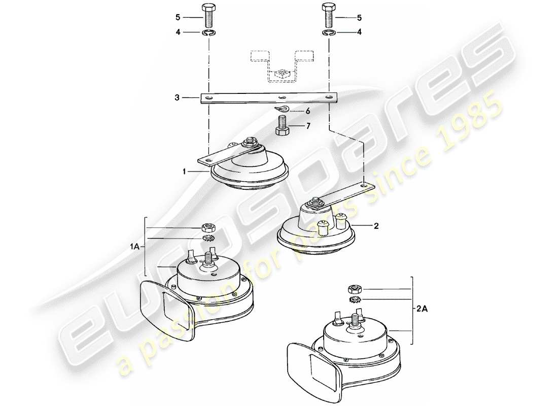 porsche 1981 (924) diagrama de piezas de la bocina