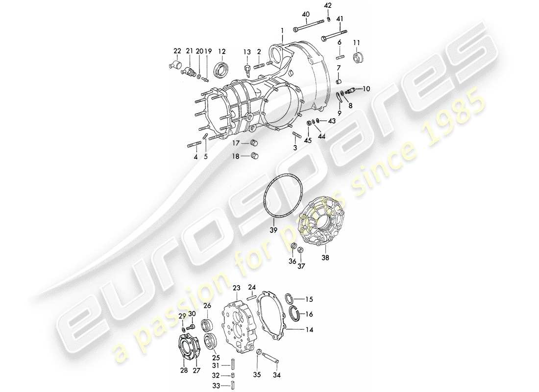 porsche 1972 (911) transmisión de repuesto - caja de la transmisión - fundición a presión - d >> - mj 1971 diagrama de piezas