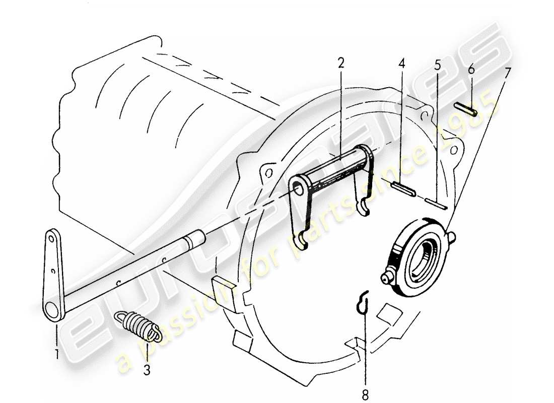 porsche 1954 (356/356a) liberación del embrague - g 25 001 >> diagrama de pieza