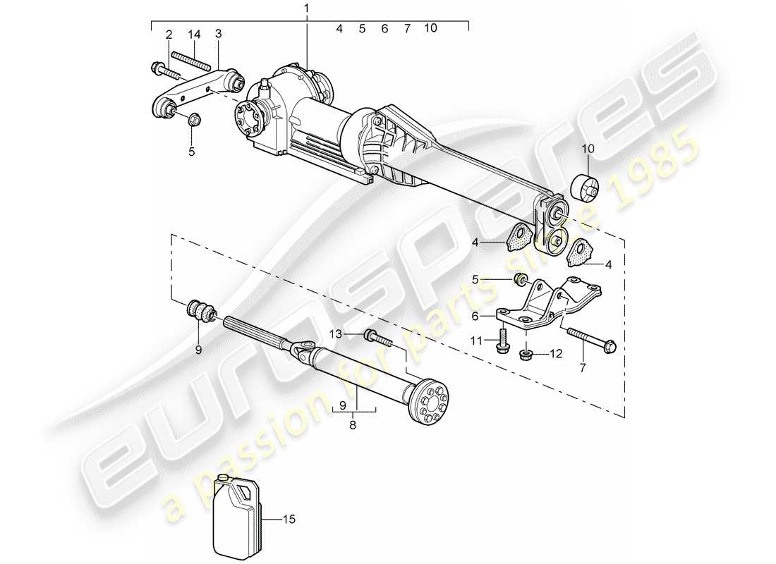 porsche 2007 (997-1) diferencial del eje delantero diagrama de piezas