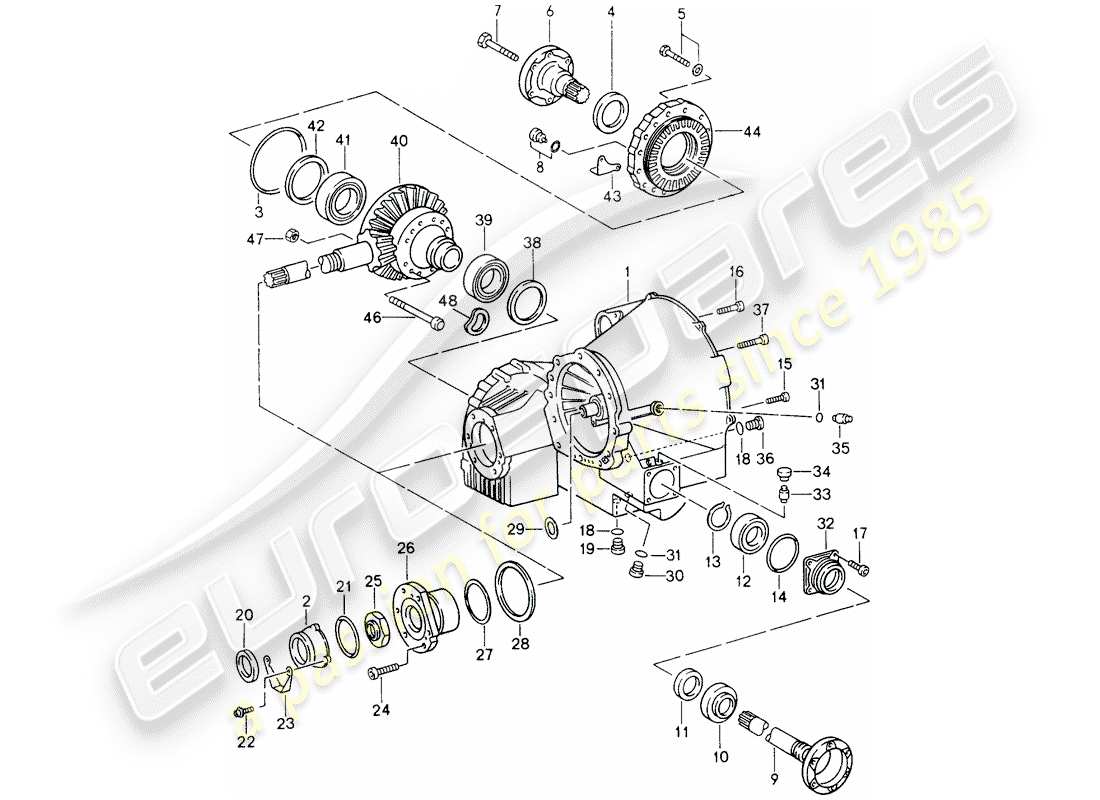 porsche 1990 (964) tiptronic - diferencial - caja diferencial diagrama de piezas