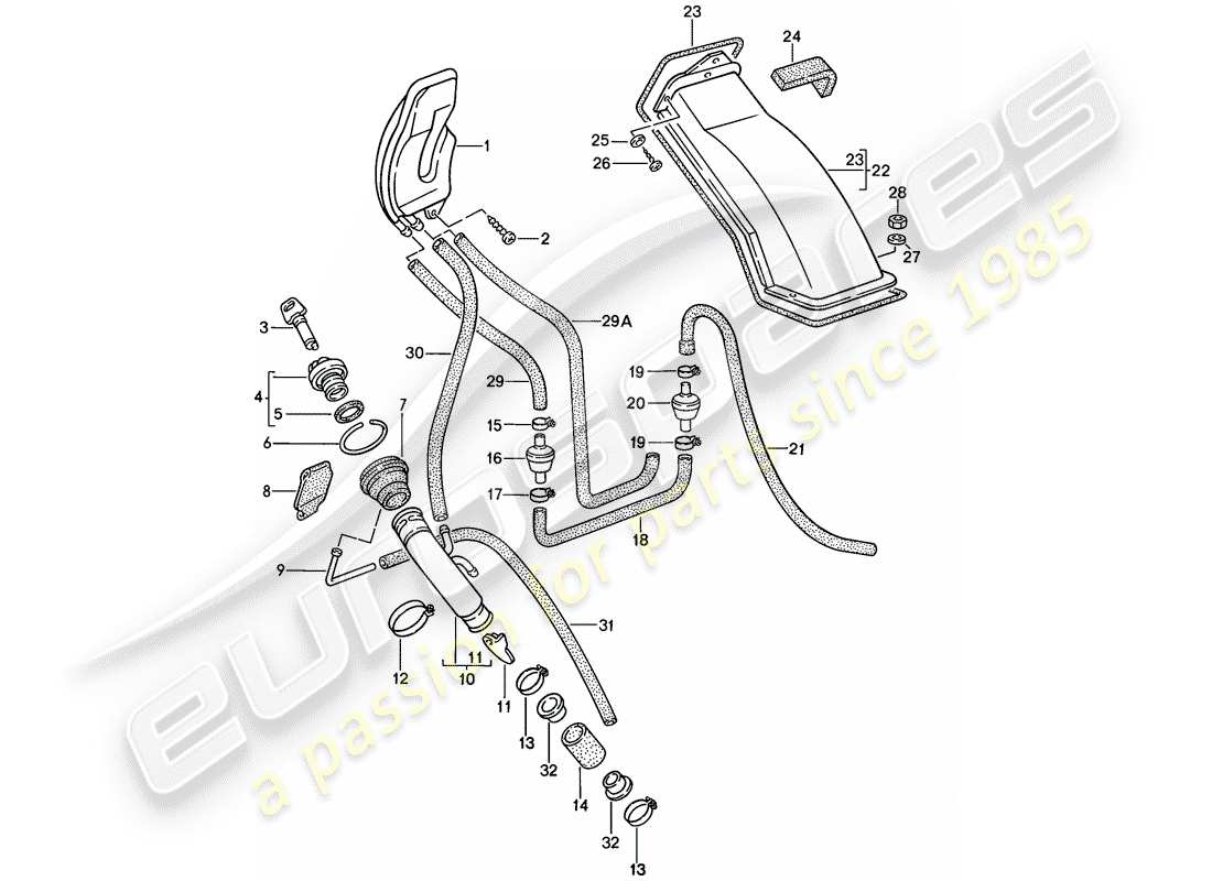 porsche 1986 (924s) tanque de combustible - 2 diagrama de piezas