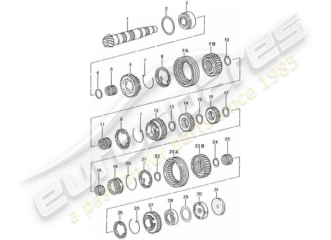 porsche 2004 (986 boxster) engranajes y ejes - transmisión - para código de transmisión: - d >> - mj 2004 diagrama de piezas