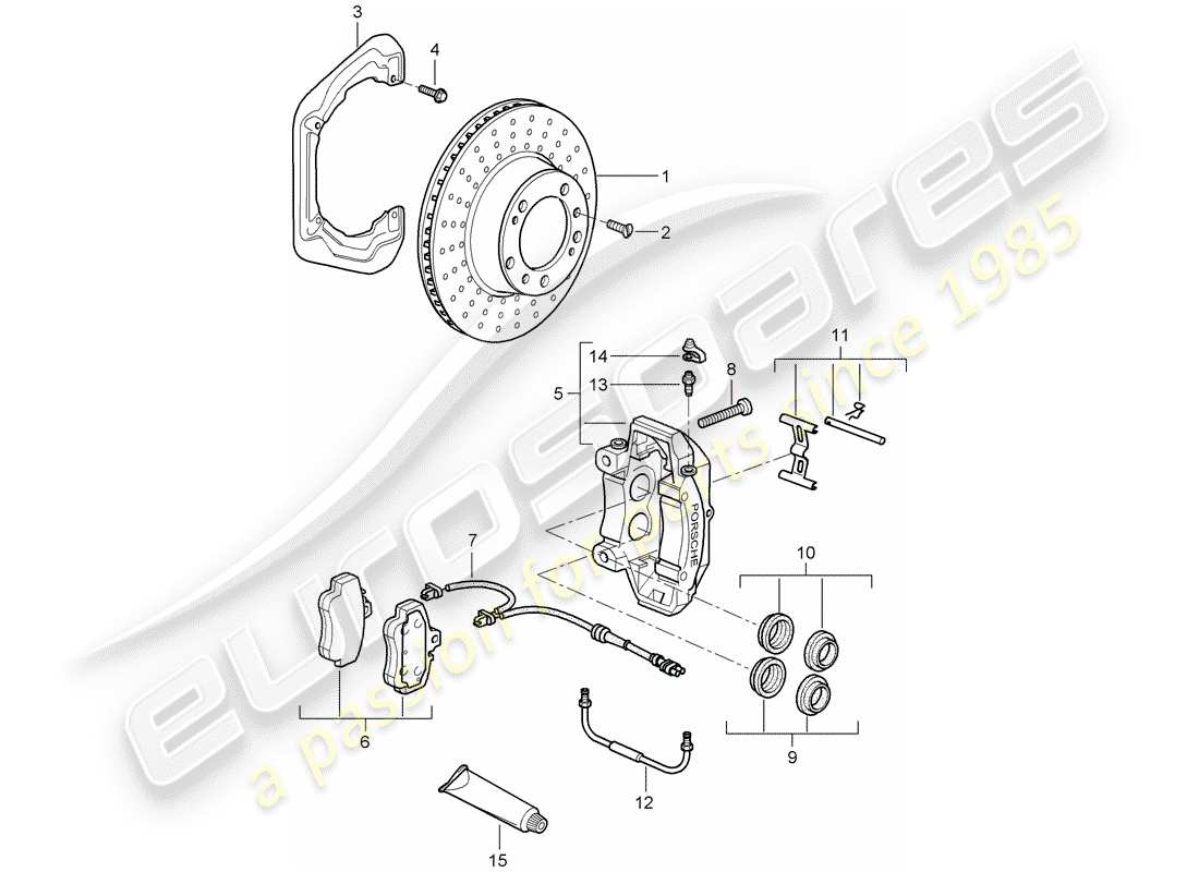 porsche 2007 (997-1) frenos de disco diagrama de piezas