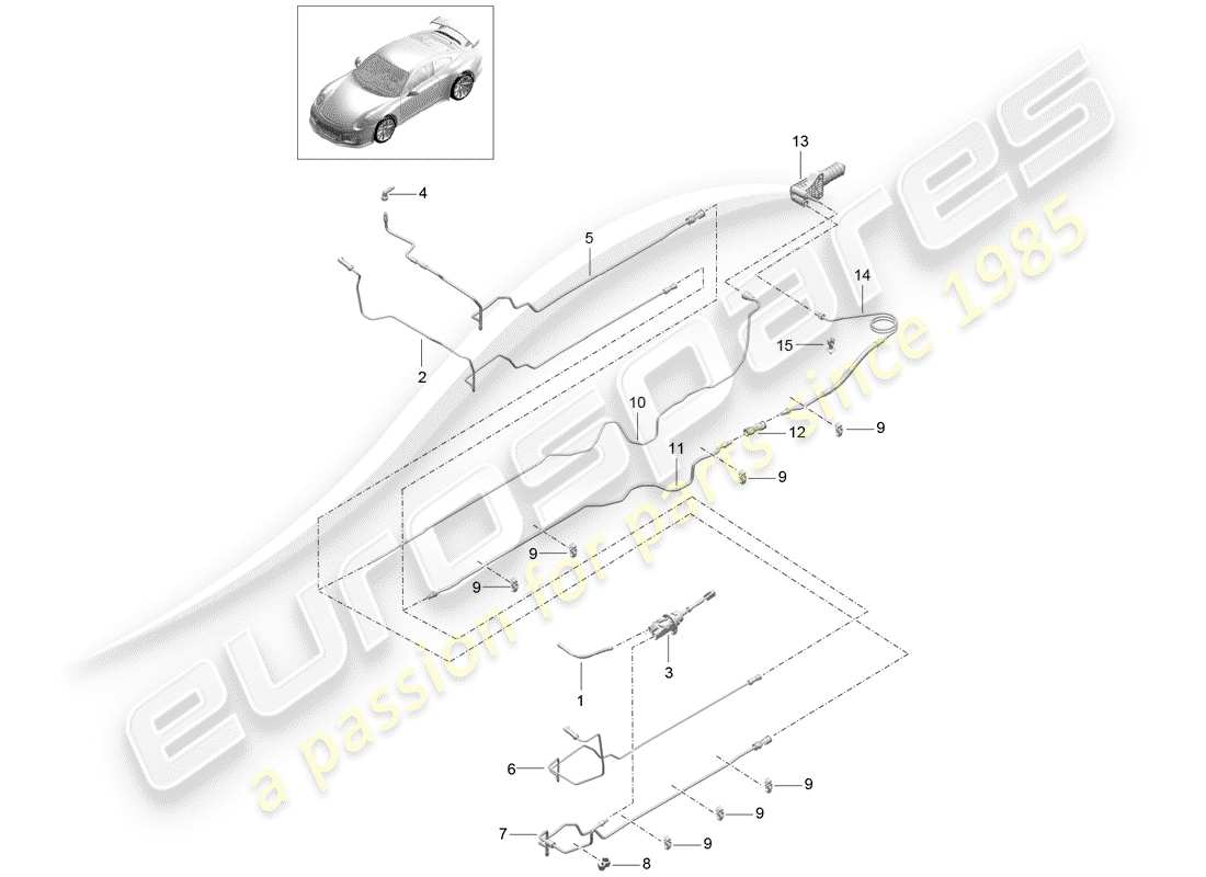 porsche 2017 (991-2 r/gt3/rs) diagrama de piezas del embrague hidráulico