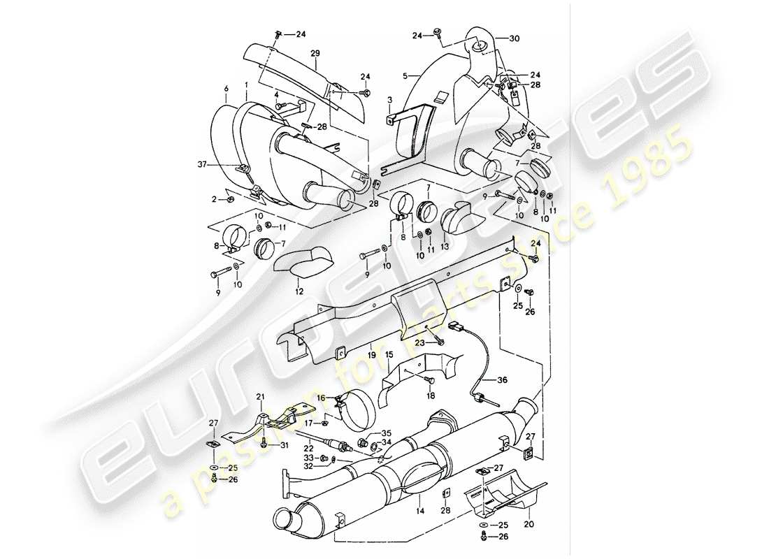 porsche 1994 (993) sistema de escape - silenciador - escape - catalizador - ver información técnica - grupo 2 - nr. 2/ 98 diagrama de piezas