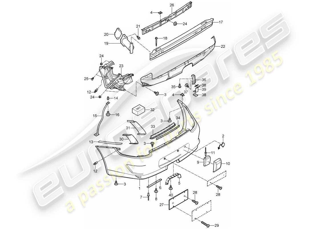 porsche 2011 (997-2 gt3) parachoque diagrama de piezas