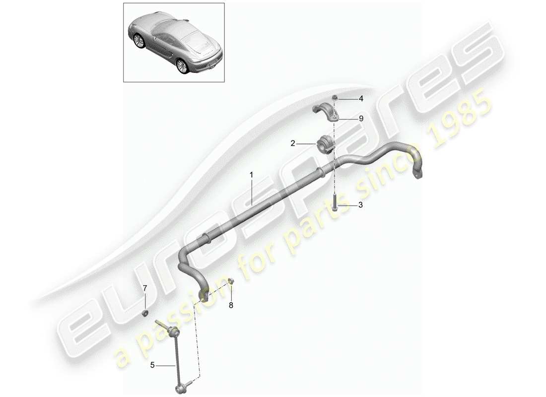 porsche 2015 (981 cayman) diagrama de piezas del estabilizador
