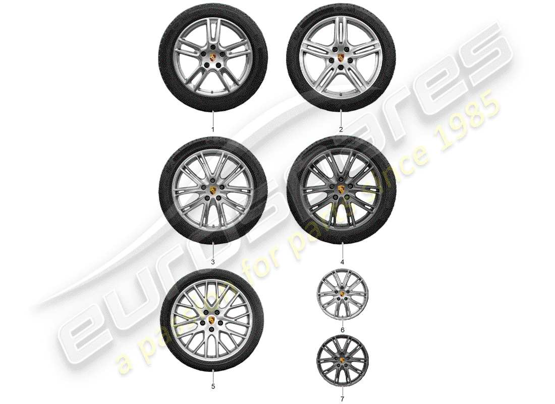 porsche 2011 (tequipment panamera) rueda disco 'alum' con invierno esquema de piezas