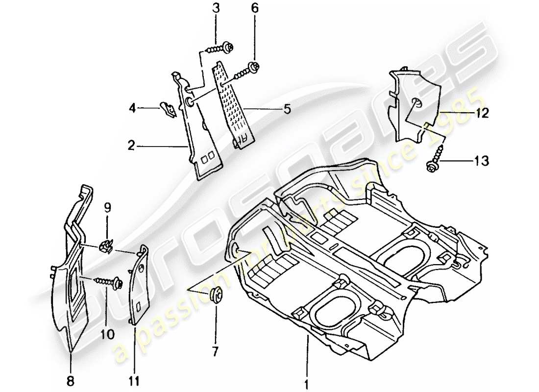 porsche 2005 (996) cubierta de piso - adornos diagrama de piezas