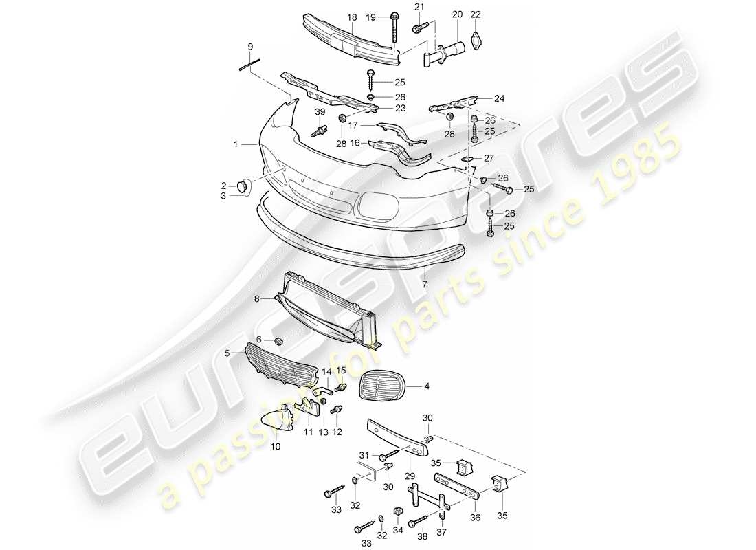porsche 2000 (996) parachoque diagrama de piezas