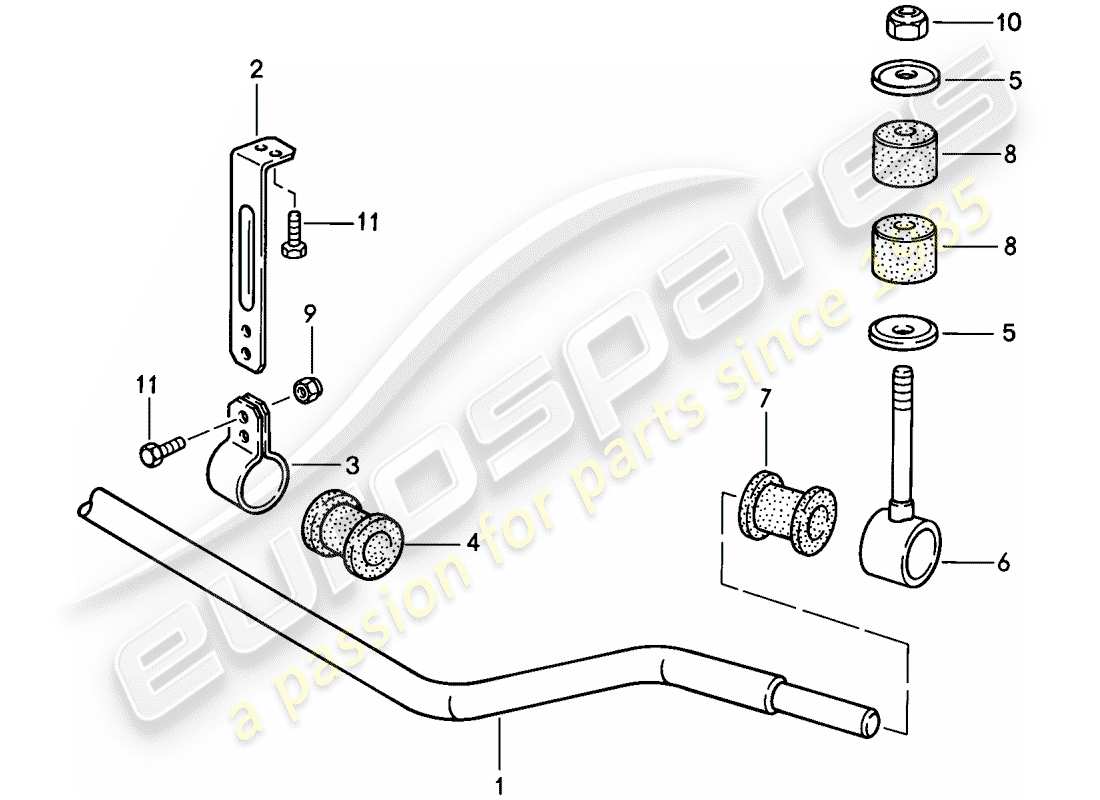 porsche 1986 (944) estabilizador diagrama de piezas