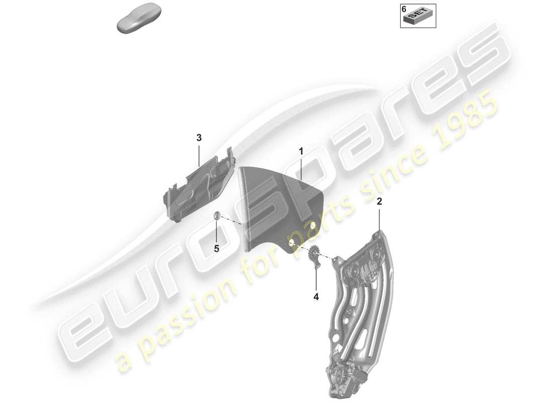 porsche 2019 (992-1) ventana lateral diagrama de piezas