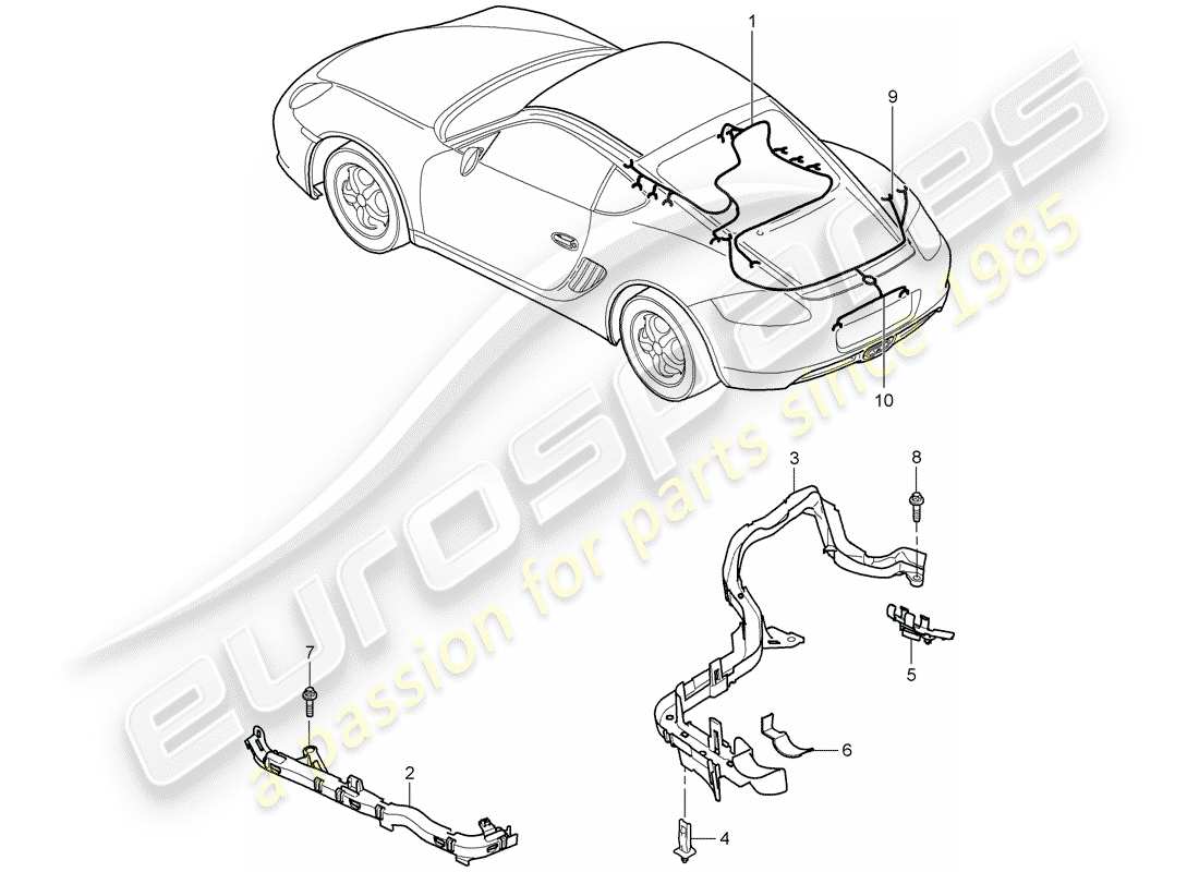 porsche 2006 (987 cayman) arneses de cableado diagrama de piezas