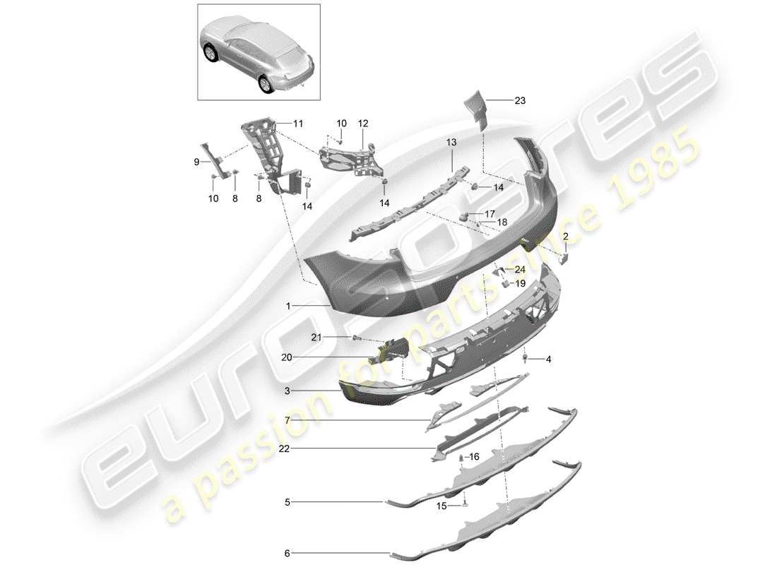 porsche 2016 (macan) parachoque diagrama de piezas