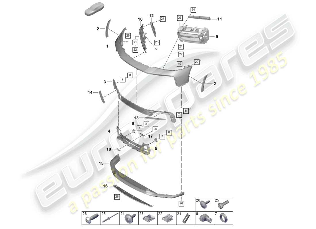 porsche 2019 (992-1) parachoques delantero 911 dakar diagrama de piezas