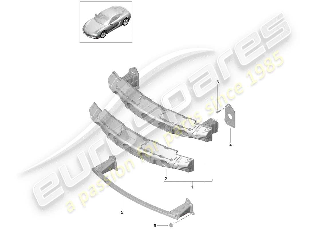 porsche 2016 (981 cayman) soporte de parachoques diagrama de piezas