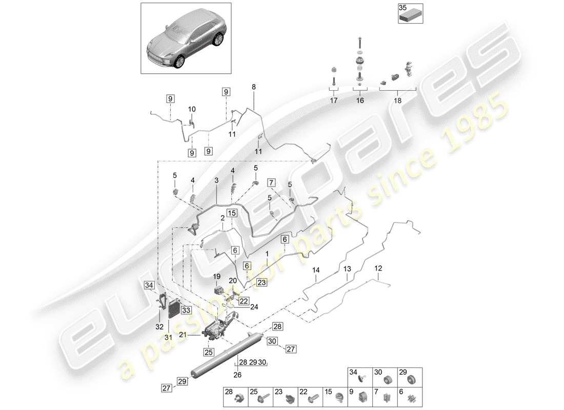 porsche 2019 (macan) sistema de autonivelación diagrama de piezas