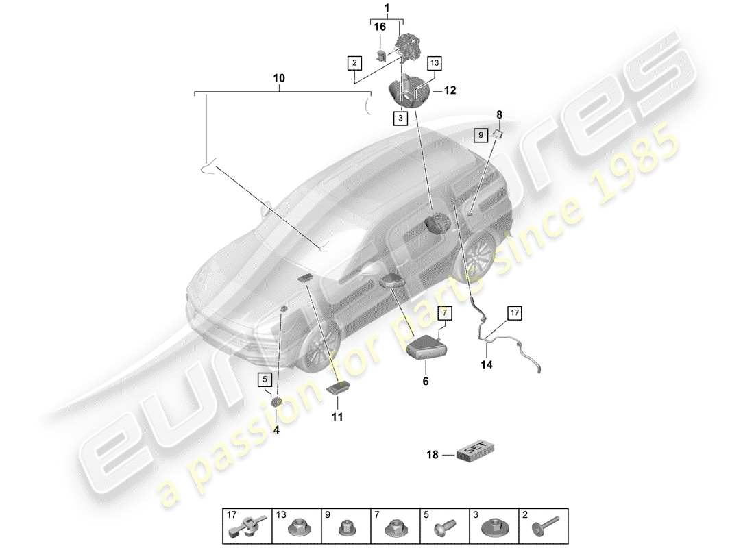 porsche 2019 (cayenne e3 9ya/9yb) diagrama de piezas del compresor