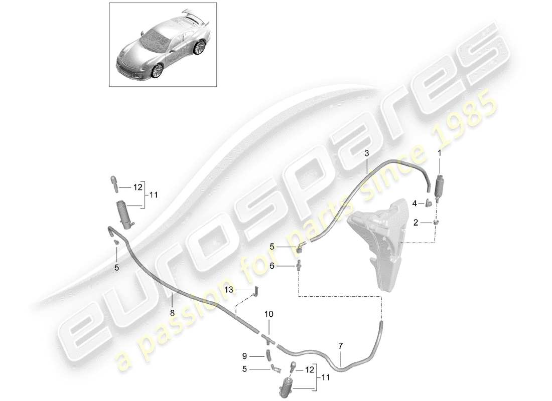 porsche 2020 (991-2 r/gt3/rs) sistema arandela diagrama de piezas