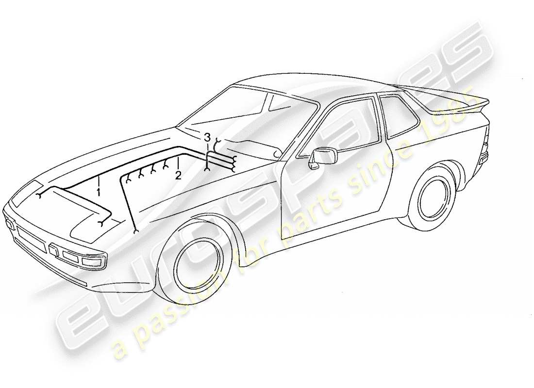 porsche 1991 (944) arneses de cableado - motor - calentador - aire acondicionado diagrama de piezas