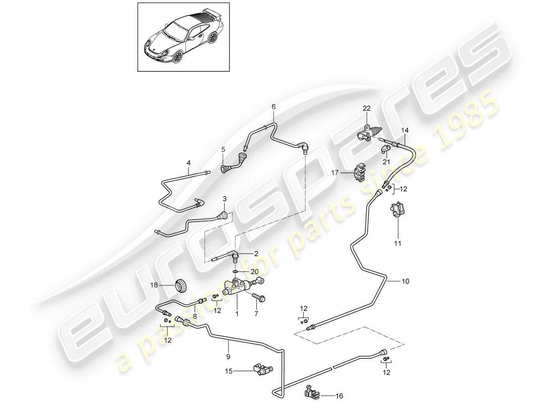 porsche 997 gt3 (2011) diagrama de piezas del embrague hidráulico