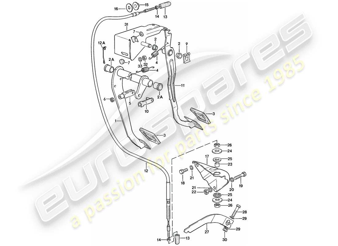 porsche 1978 (924) pedales - freno - embrague diagrama de piezas