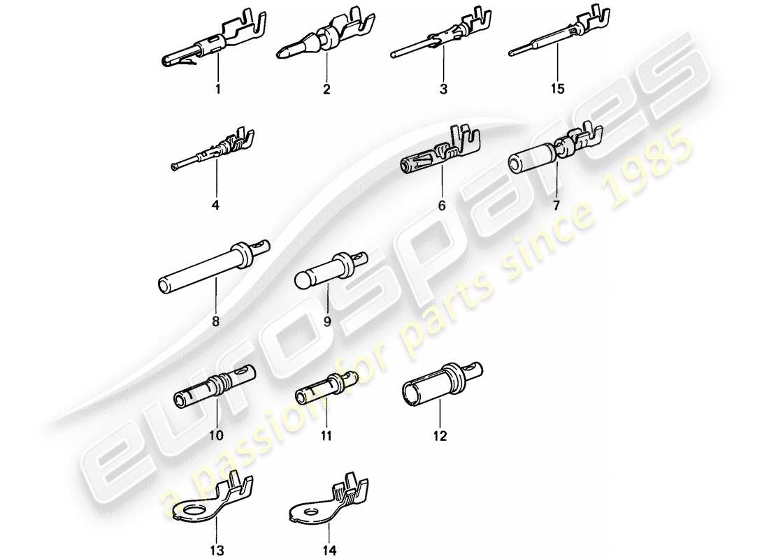 porsche 1986 (944) terminal pin (macho) - pin de contacto - zapato de cable diagrama de piezas