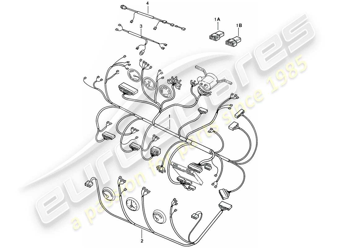 porsche 1984 (944) arneses de cableado - salpicadero - consola central diagrama de piezas