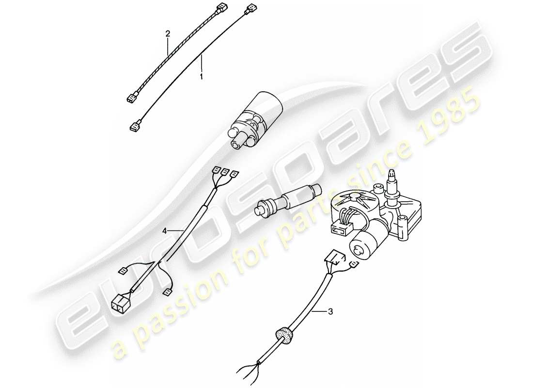porsche 1986 (944) arneses de cableado - extremo trasero diagrama de piezas