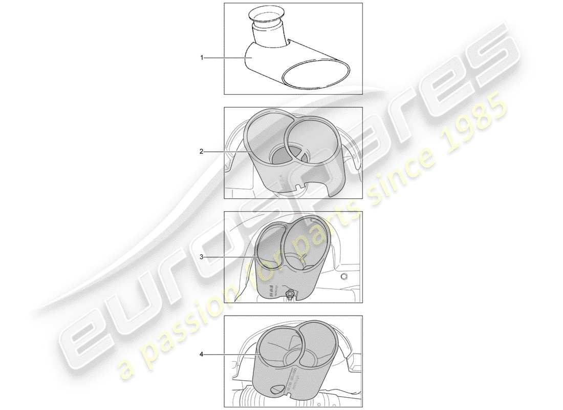 porsche 2001 (tequipment) tubo de escape diagrama de piezas