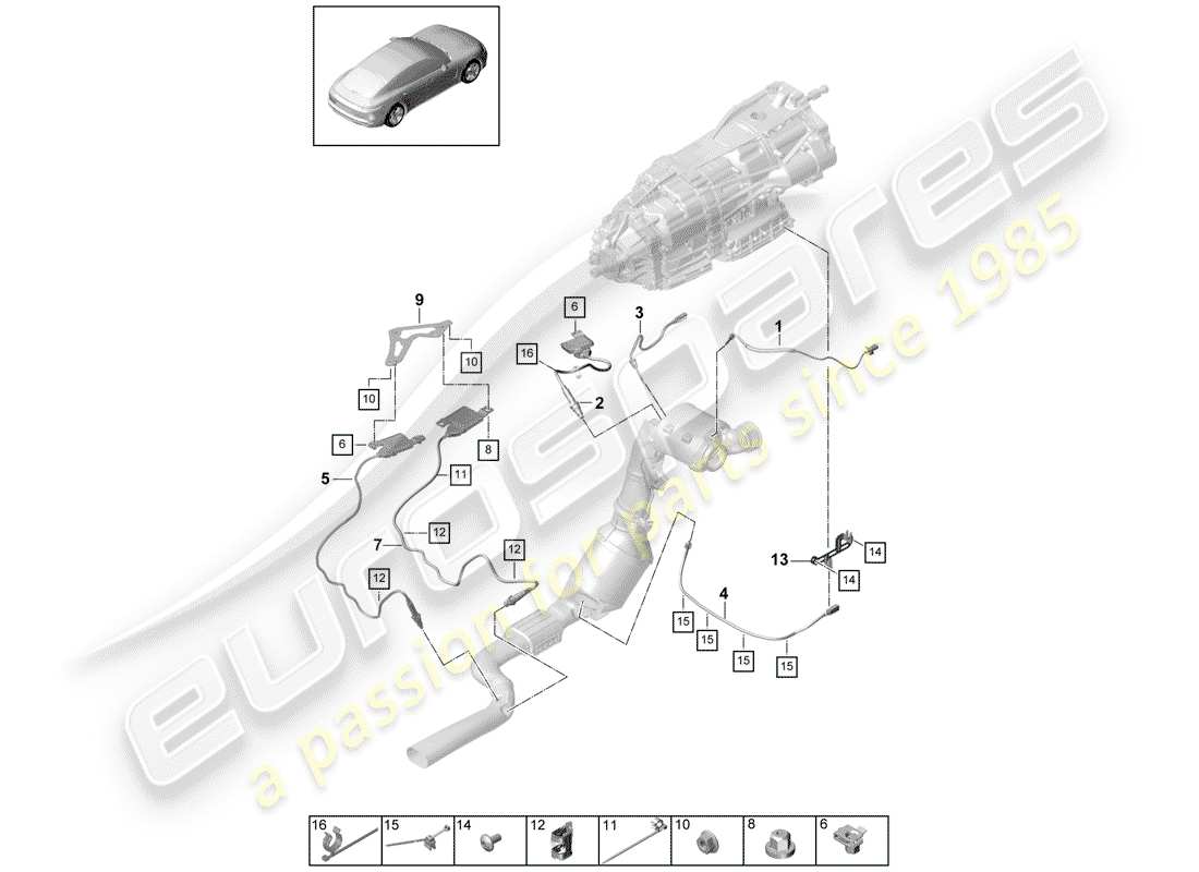 porsche 2018 (panamera 971-1) sistema de escape diagrama de piezas