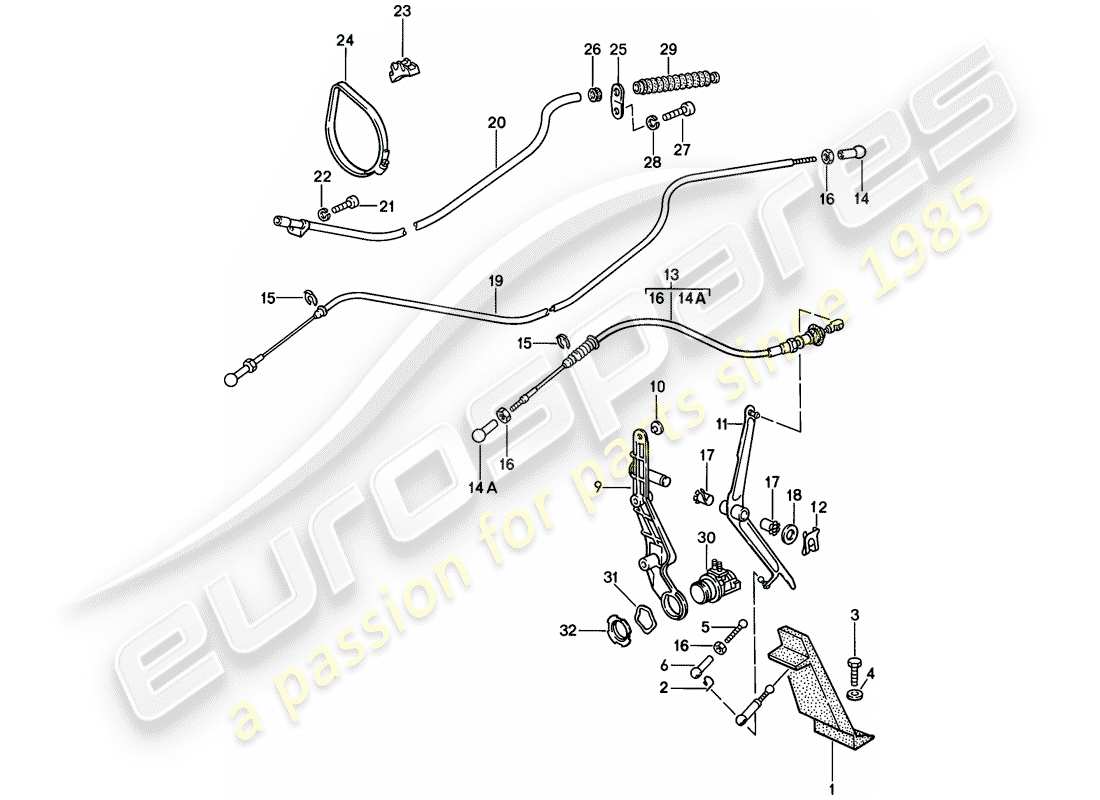 porsche 1980 (928) throttle control diagrama de piezas
