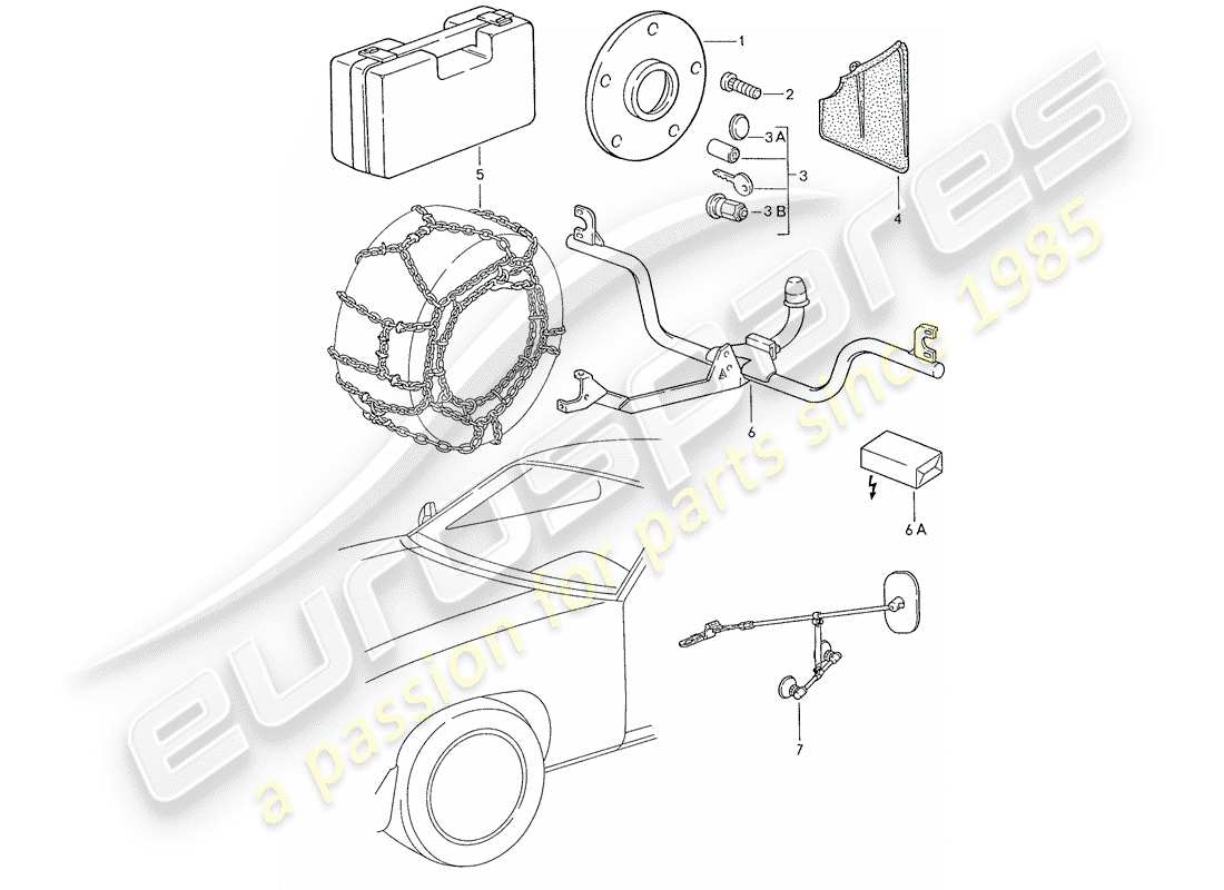 porsche 1990 (928) accesorios diagrama de piezas