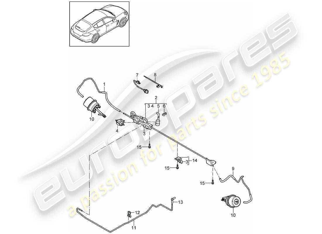 porsche 2014 (panamera 970) diagrama de piezas del sistema de escape